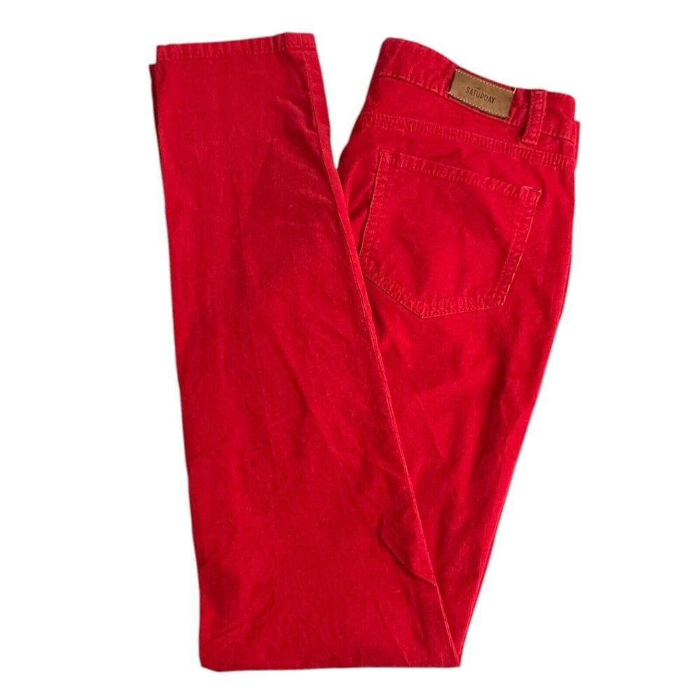Kate Spade Saturday‎ Womens 6 Red Corduroy Mid Rise Skinny Leg Pants